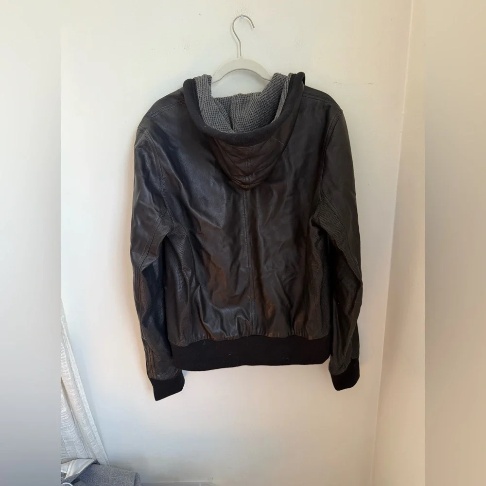 Rag & Bone Men's Hooded Lamb Leather Jacket Size Large BLACK - Picture 5 of 6